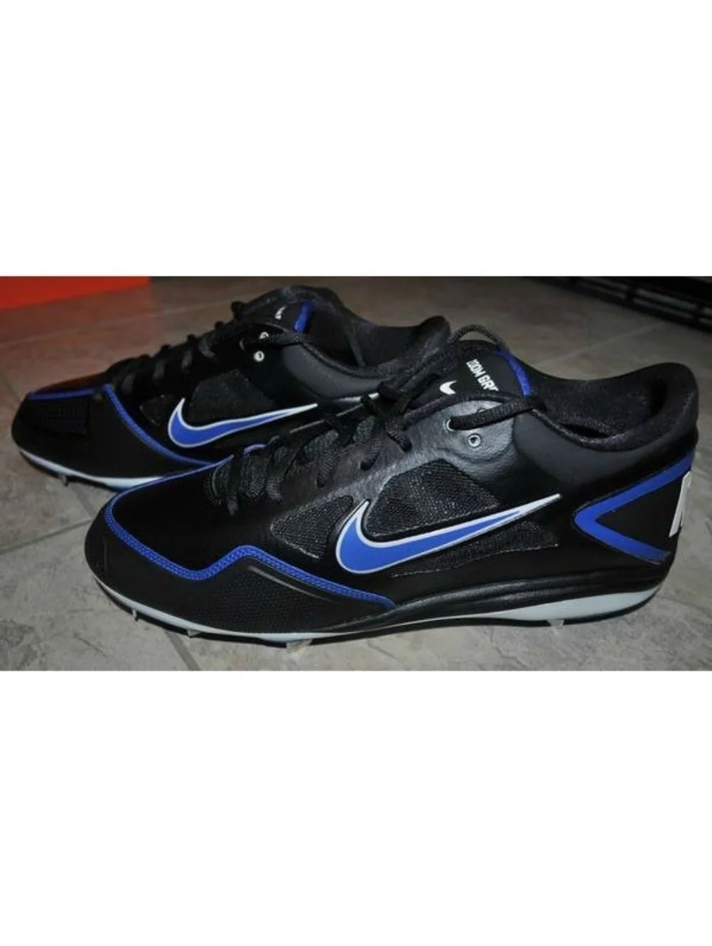 Nike Baseball Cleats 13.5 Mens Black Blue Zoom Air Grit Metal Fx Leather Shoes